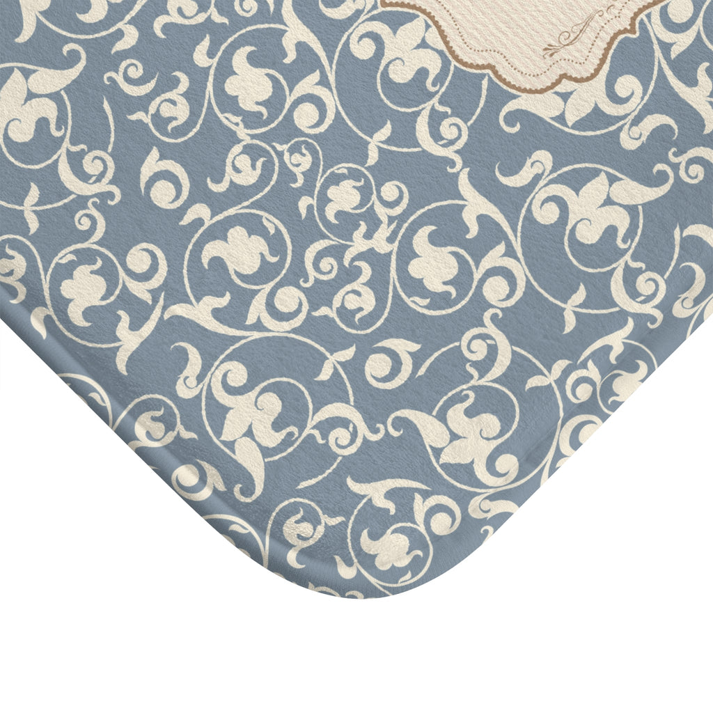 Le Bain Vintage Floral Bath Mat, Grey-Blue Pattern