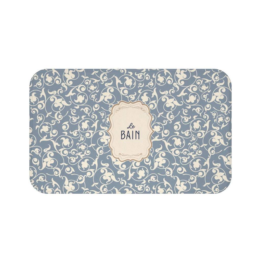 Le Bain Vintage Floral Bath Mat, Grey-Blue Pattern