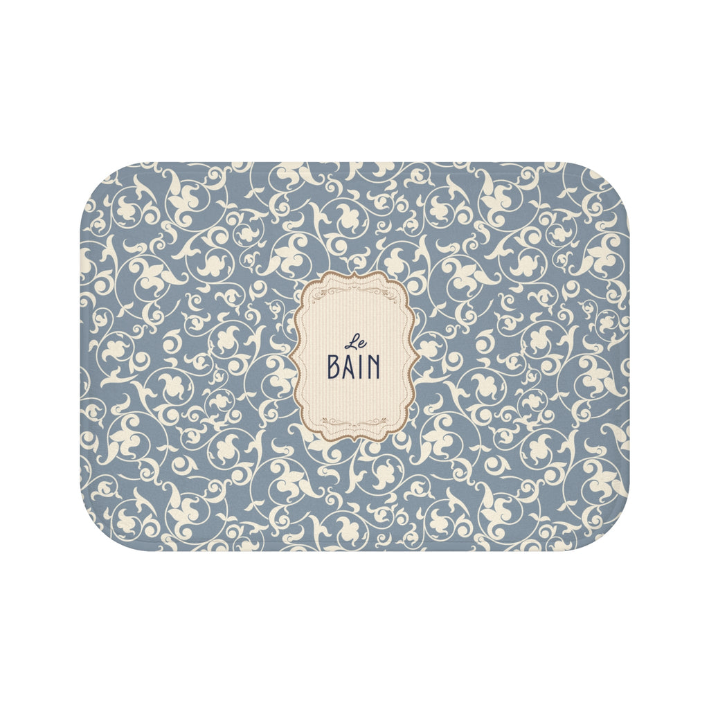 Le Bain Vintage Floral Bath Mat, Grey-Blue Pattern