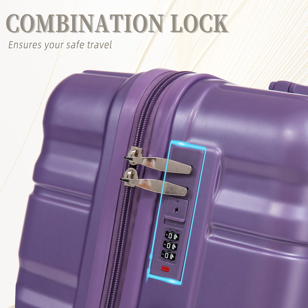 HIFINE Tourist 3-Piece ABS Spinner Wheel Luggage Set (Purple)