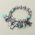 Boho Cross Decorative Beads Charm Beaded Stretch Bracelet