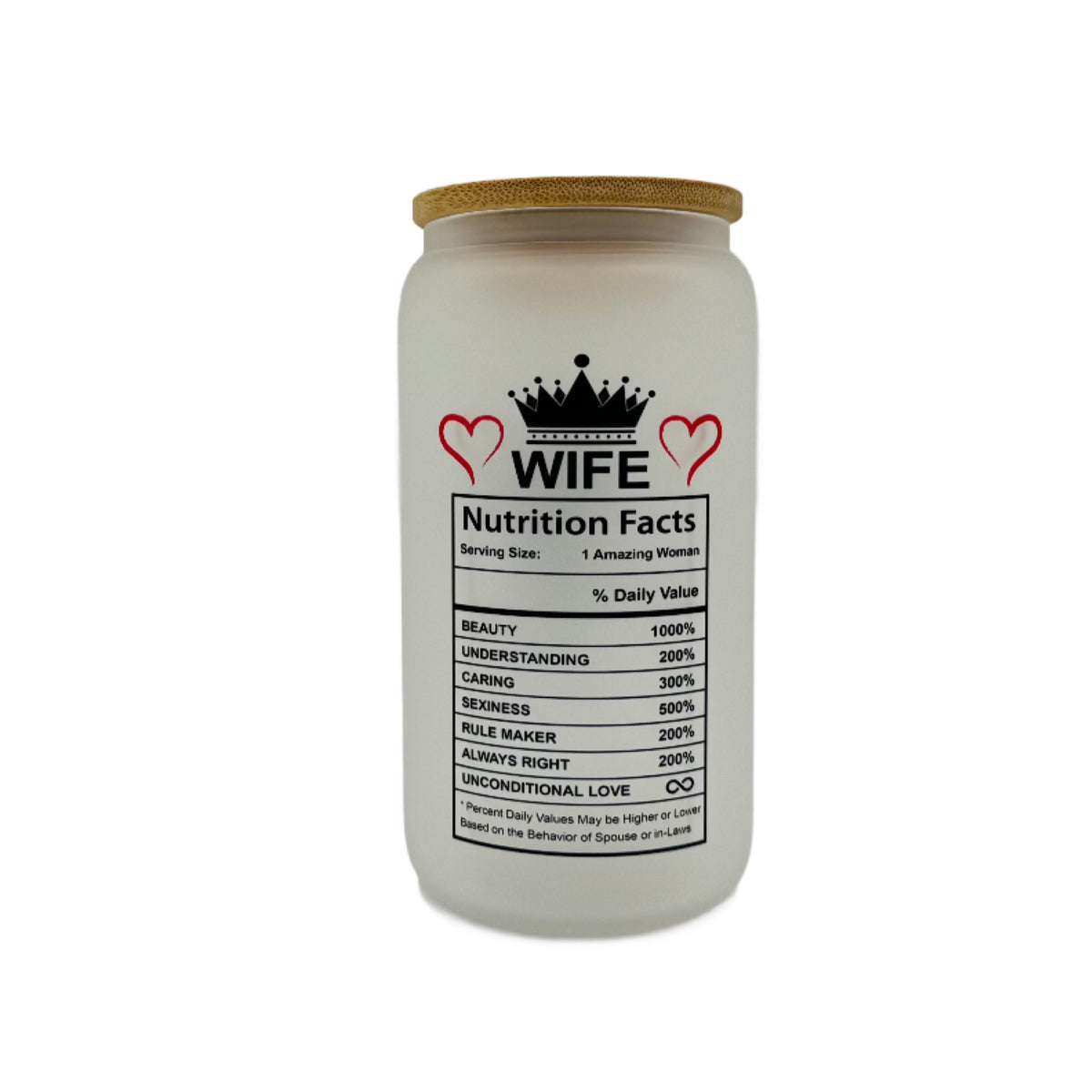16oz Wifey, Wife, Mothers Day, Valentines Day custom Sublimation Printed Clear or Frost Glass Tumbler, Mug, Jar Cup