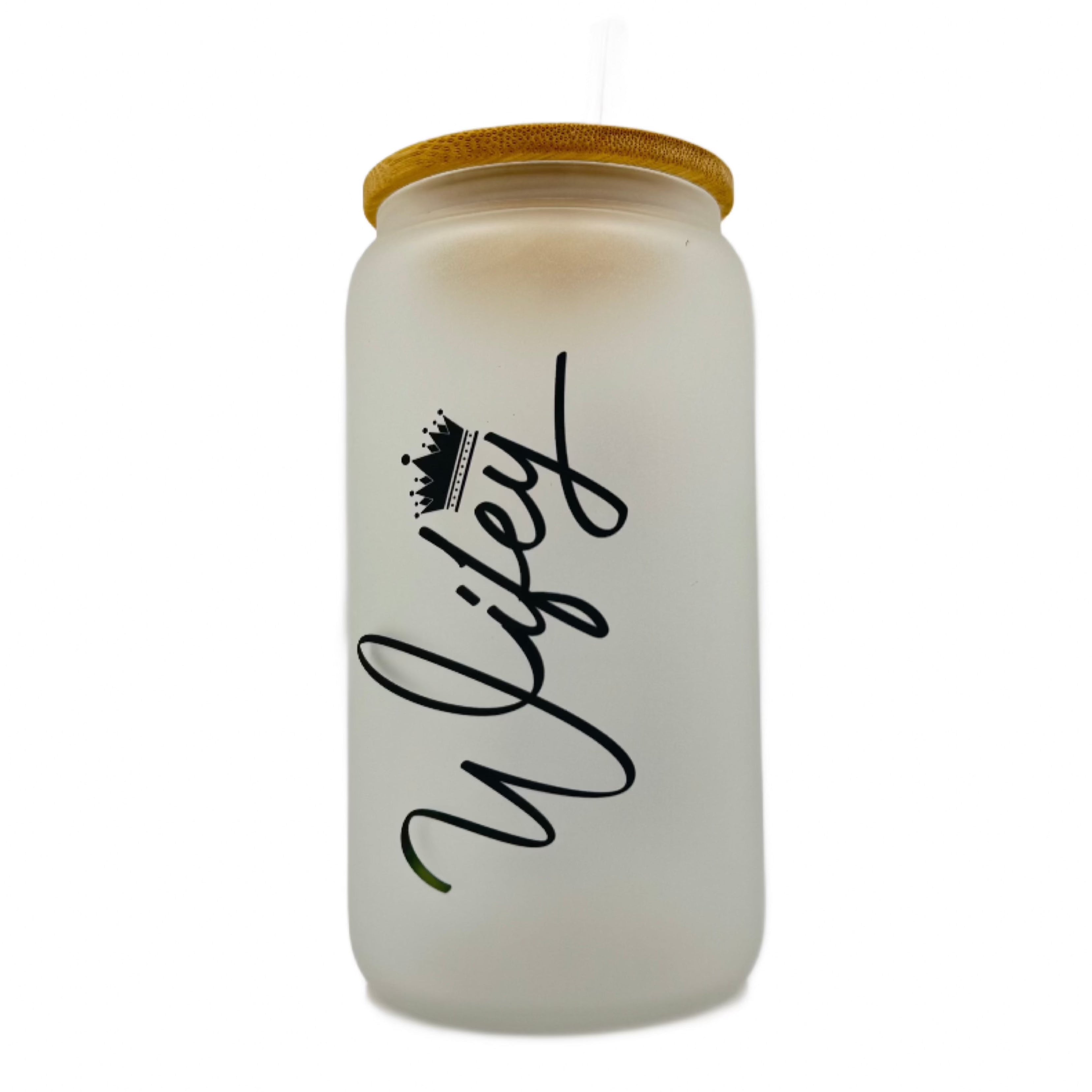 16oz Wifey, Wife, Mothers Day, Valentines Day custom Sublimation Printed Clear or Frost Glass Tumbler, Mug, Jar Cup