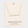 'I Love You To the...' Horizontal Metal Bar Pendant Necklace