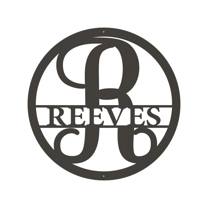 Circle Monogram Family Name - Metal Signs