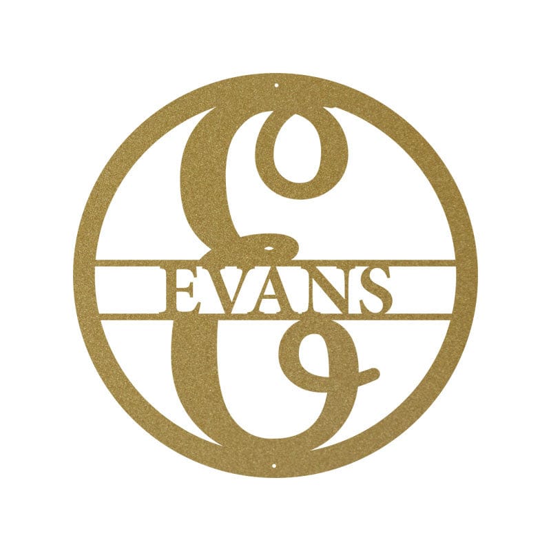 Circle Monogram Family Name - Metal Signs