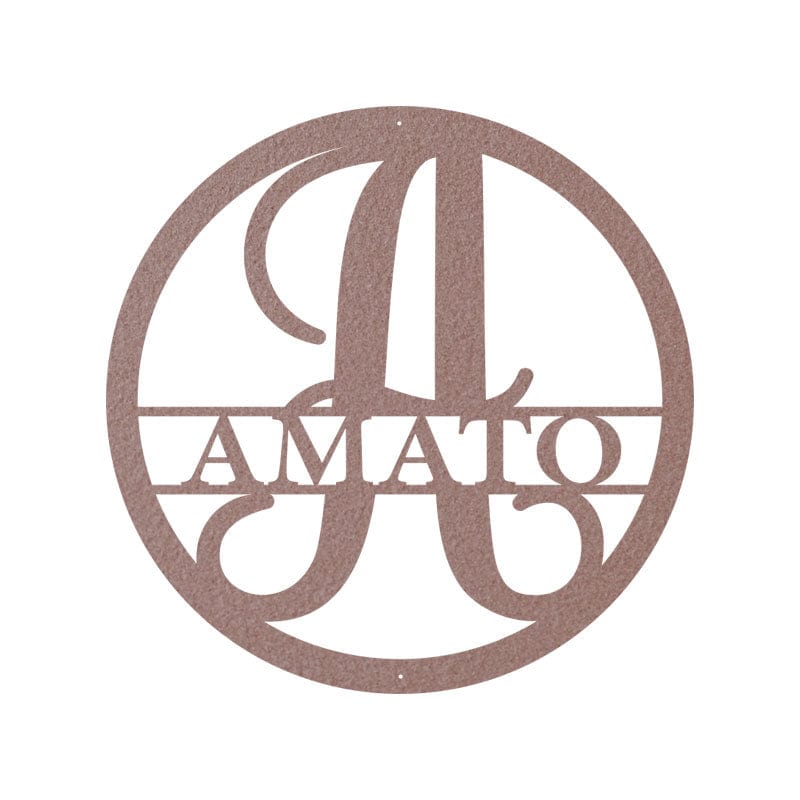 Circle Monogram Family Name - Metal Signs