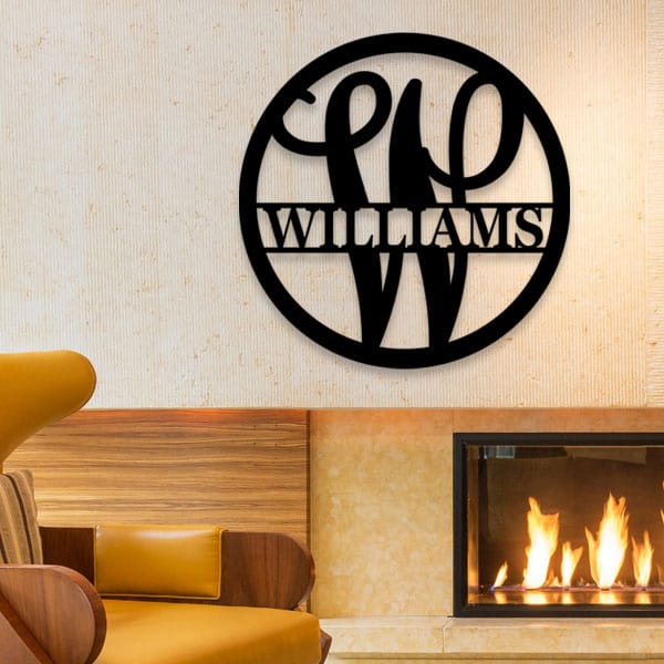 Circle Monogram Family Name - Metal Signs