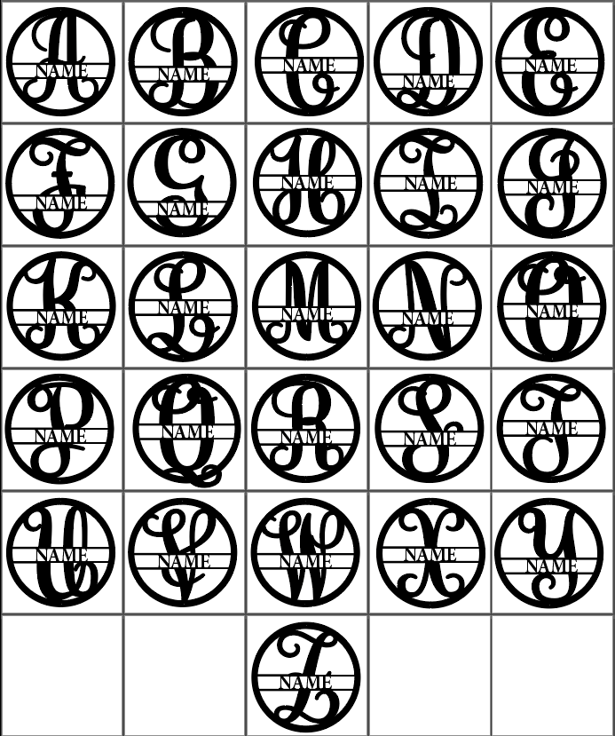 Circle Monogram Family Name - Metal Signs